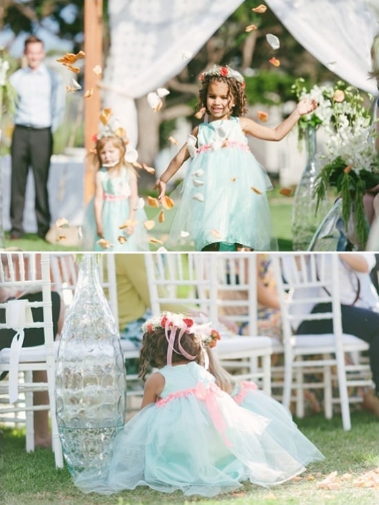 pink and mint flower girls