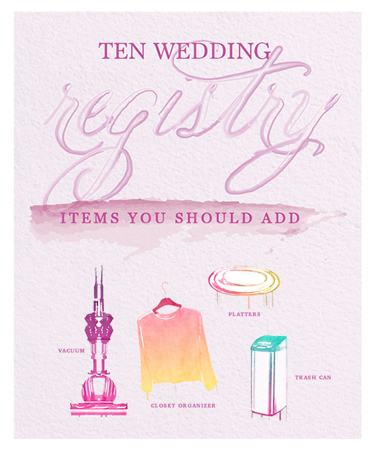 Wedding registry items infographic watercolor art