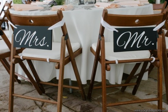 Mr and Mrs wedding chair decor at the reception