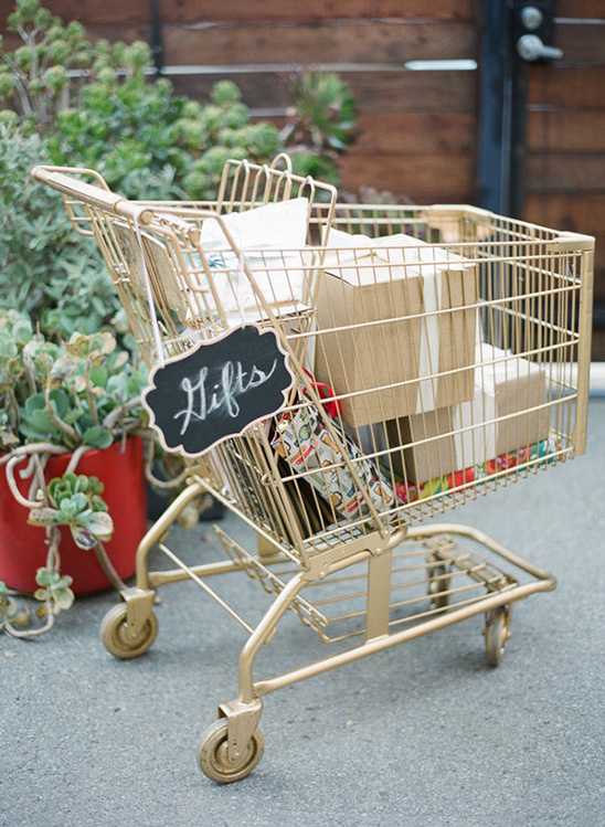 gold shopping cart for gifts
