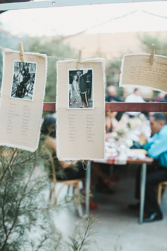 photographs as table numbers and seating chart