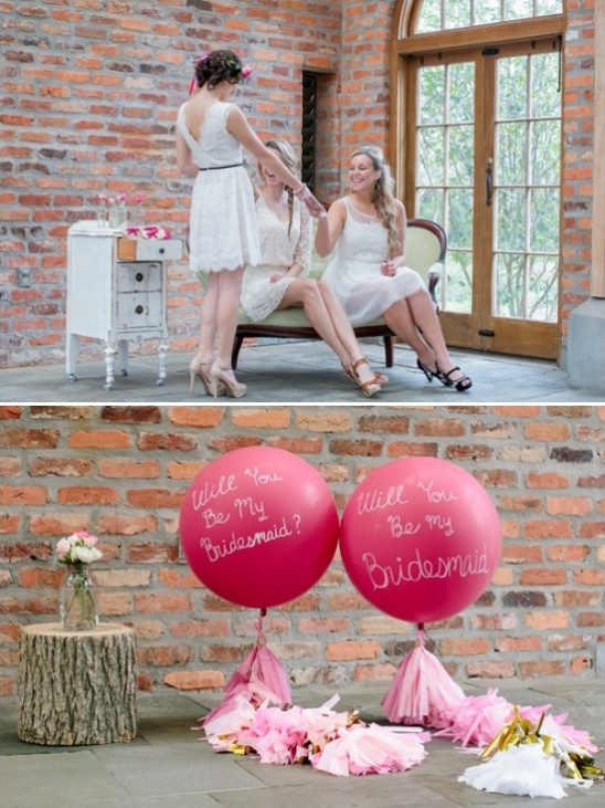 handmade will you be my bridesmaid balloons with tassel tails