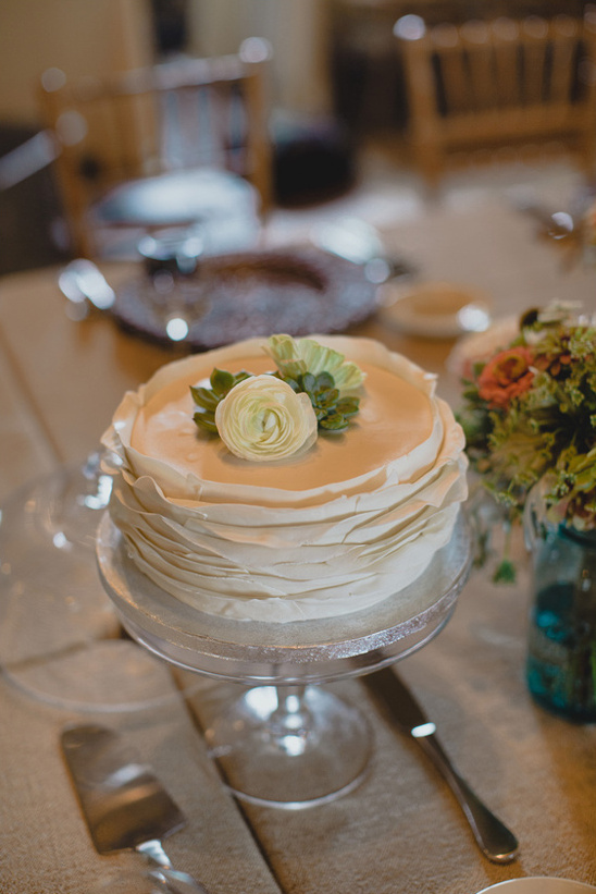 simple ruffle wedding cake