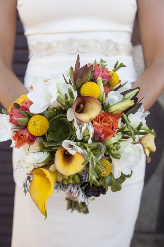 red yellow and green wedding bouquet