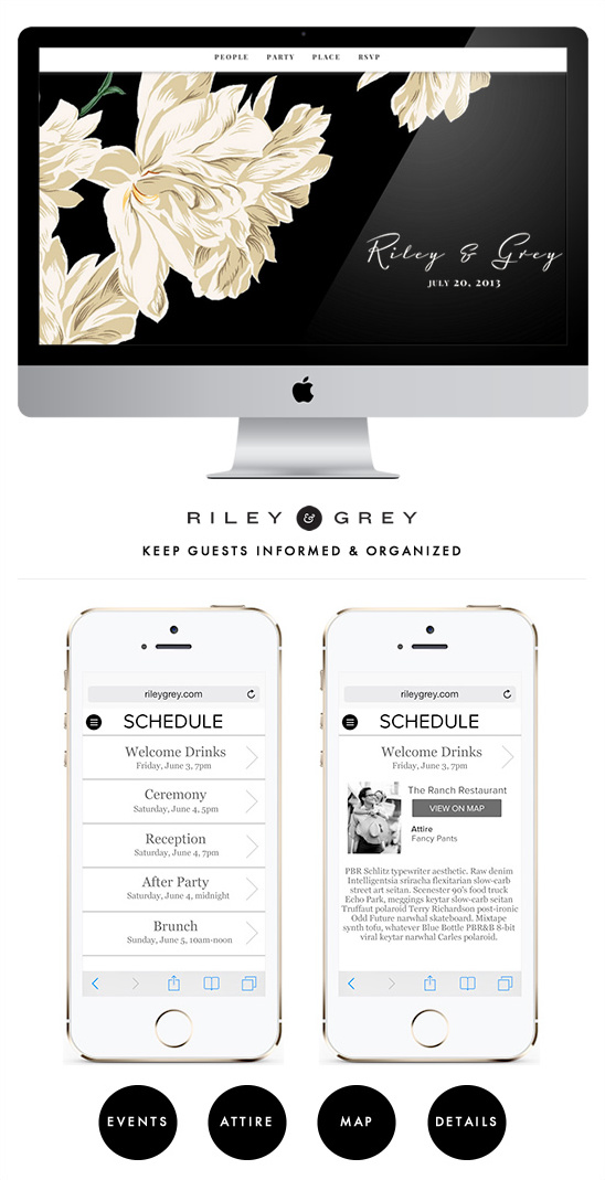 informative wedding website by Riley & Grey