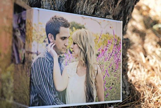 Romantic couple portrait on canvas, displayed outdoors with love