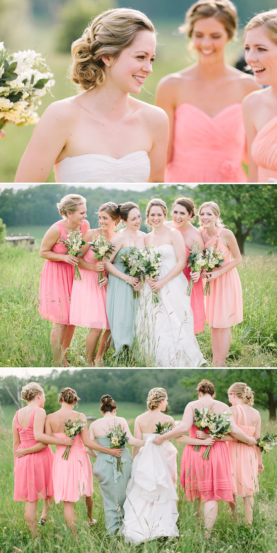 sweet pink and green bridesmaids
