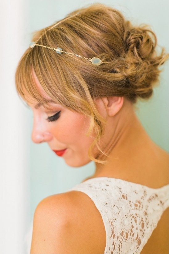 delicate halo and cute updo