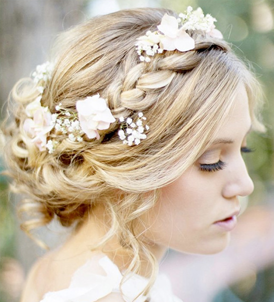 whimsical wedding braids with flowers