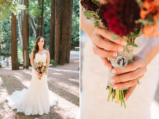 locket on wedding bouquet