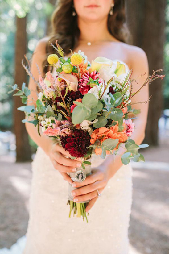 wedding bouquet in vibrant warm tones