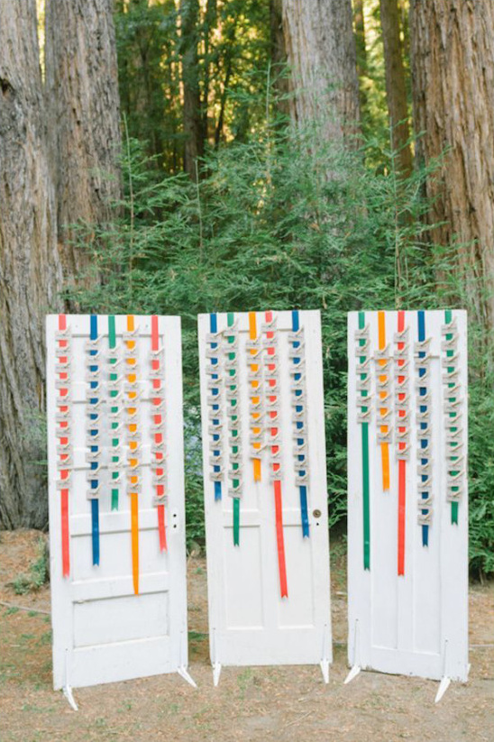 colorful ribbon escort card ideas