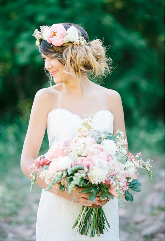 floral crown and matching wedding bouquet