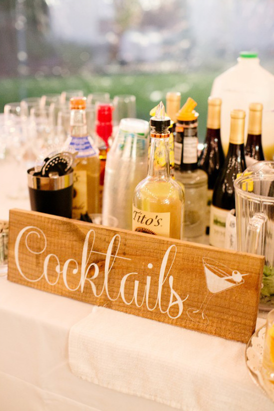 wooden cocktails sign