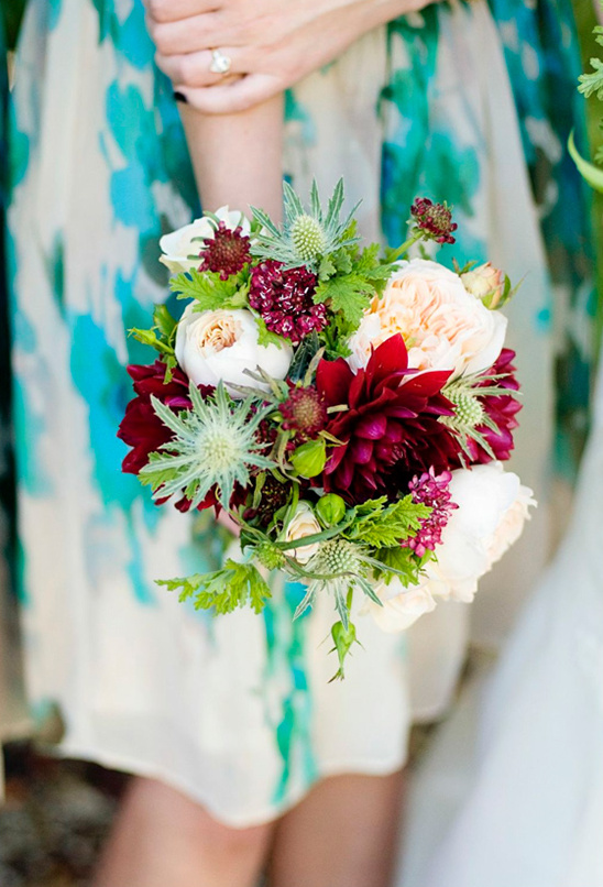 red white and green bridesmaid bouquet