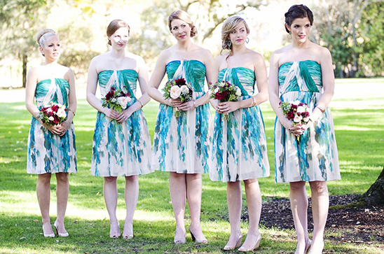 blue and green watercolor bridesmaids