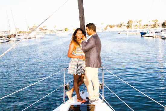 Couple celebrates engagement on luxury yacht at sea