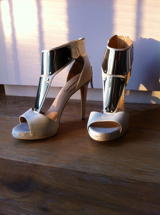 metal plated bridal shoes