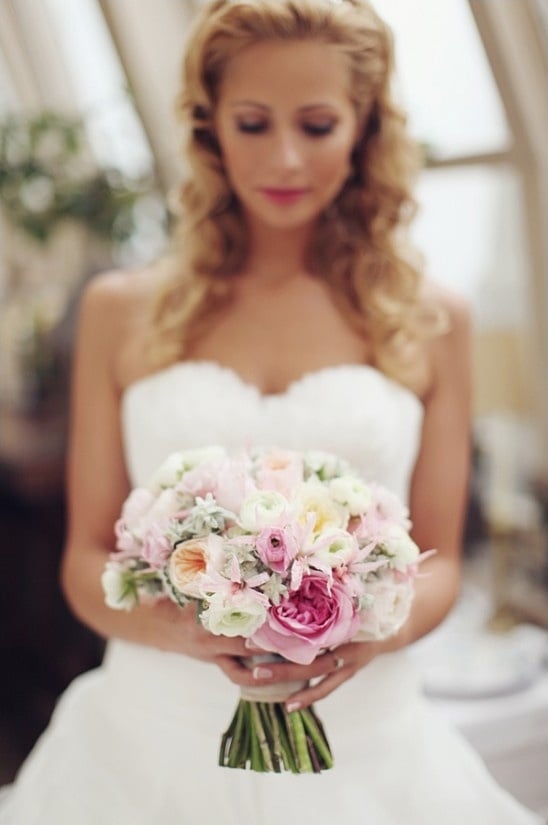 pink peach and white bouquet