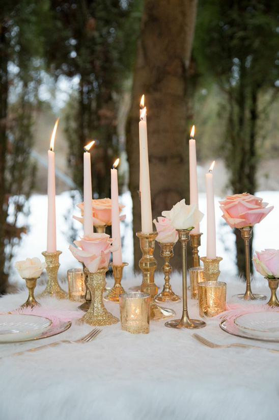 roses and candle centerpiece