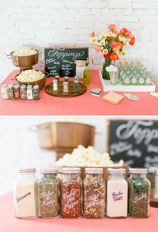 calligraphy labled popcorn toppings