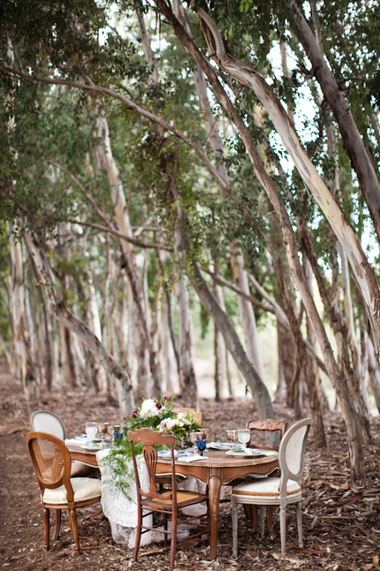 romantic table in the woods