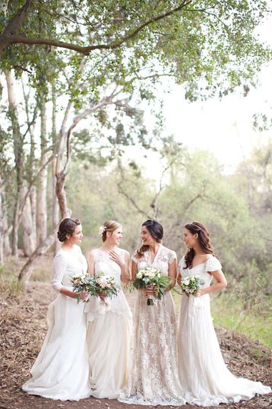 white bridesmaids dresses