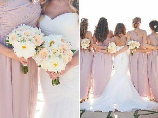 peach and white bouquets