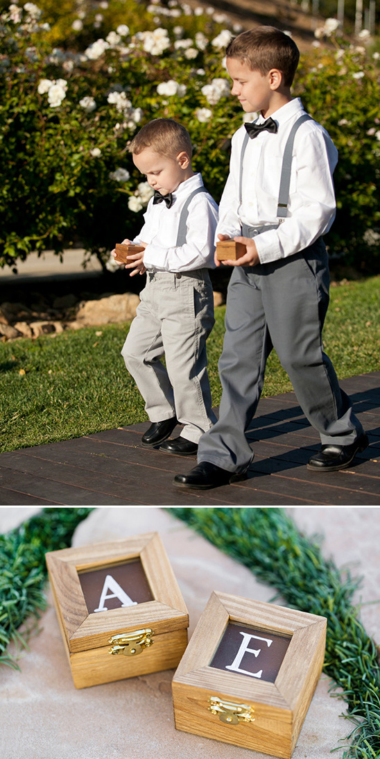 monogramed ring boxes for ring bearers to carry