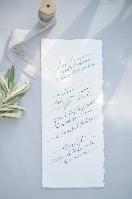 calligraphy wedding menu