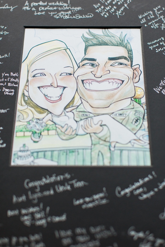 Cartoon wedding portrait with happy couple and congratulations