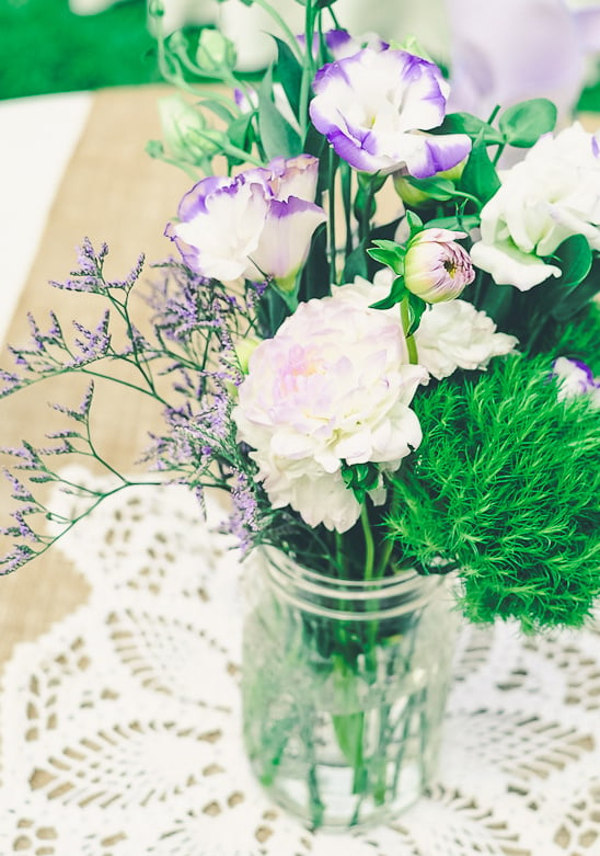 purple and green centerpieces