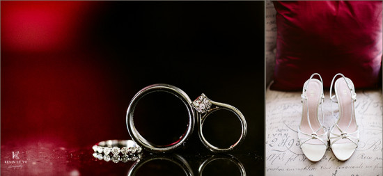 Wedding rings and shoes await the bride on her special day