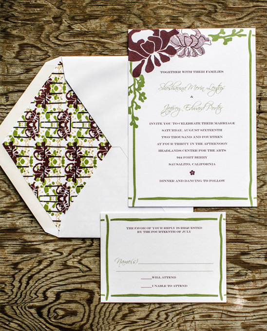 Elegant wedding invitation suite with floral details