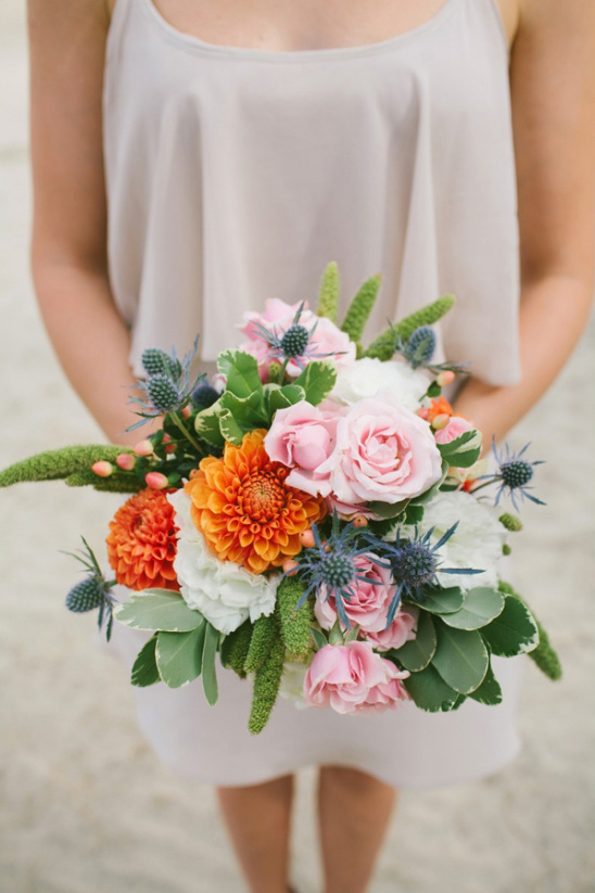 pink and orange bridesmaid bouquet