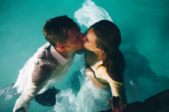kissing in the pool