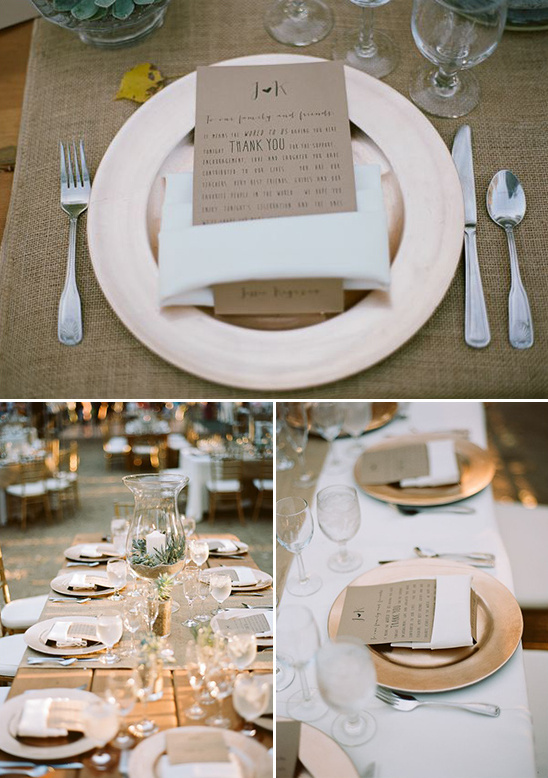 copper and brown paper table decor