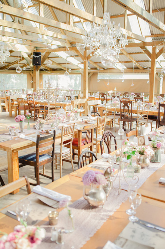 indoor reception with romantic decor