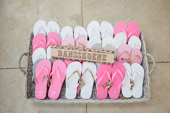 pink and white flip flops for dancing