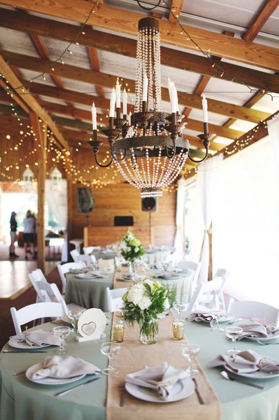 elegant reception with candle chandeliers