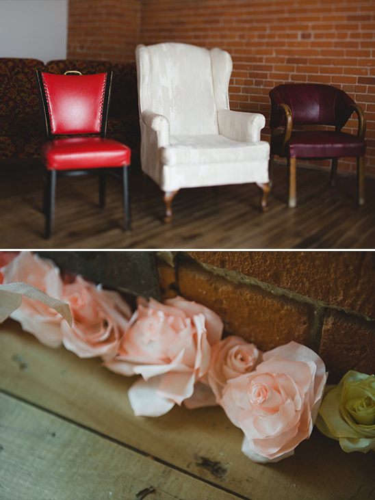 vintage guest chairs and rose decor