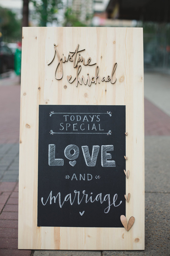 cute wooden chalk board love sign