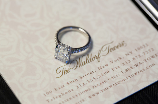 Elegant diamond ring at The Waldorf Towers in New York City