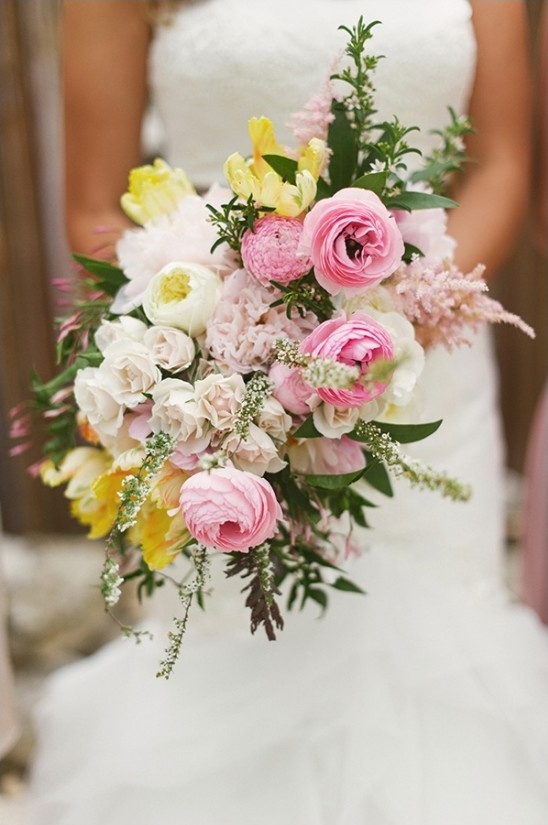 pink and yellow bridal bouquet