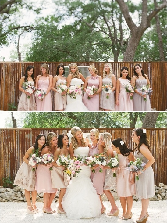 pink champagne and purple bridesmaids dresses