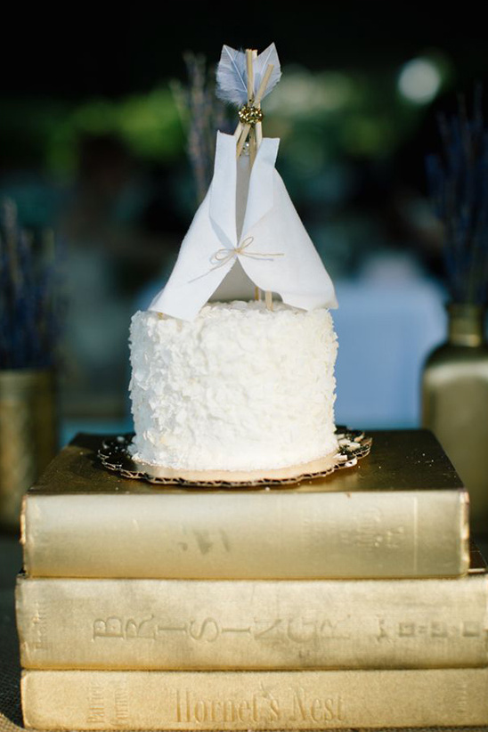wedding cake with teepee topper