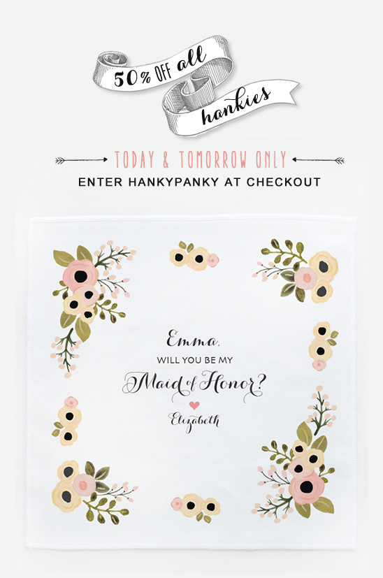 will you be my bridesmaid hankie