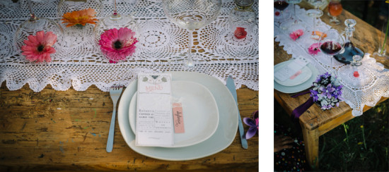 Romantic table setting with flowers and vintage lace for a celebration