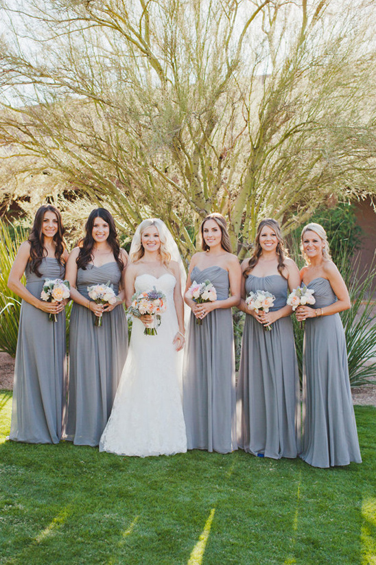 Dessy bridemaid dresses in grey