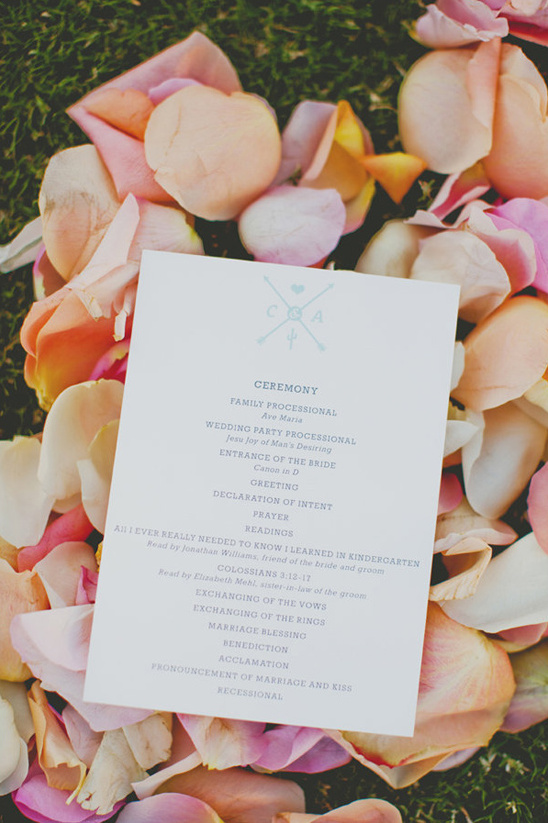 wedding program with wedding monogram